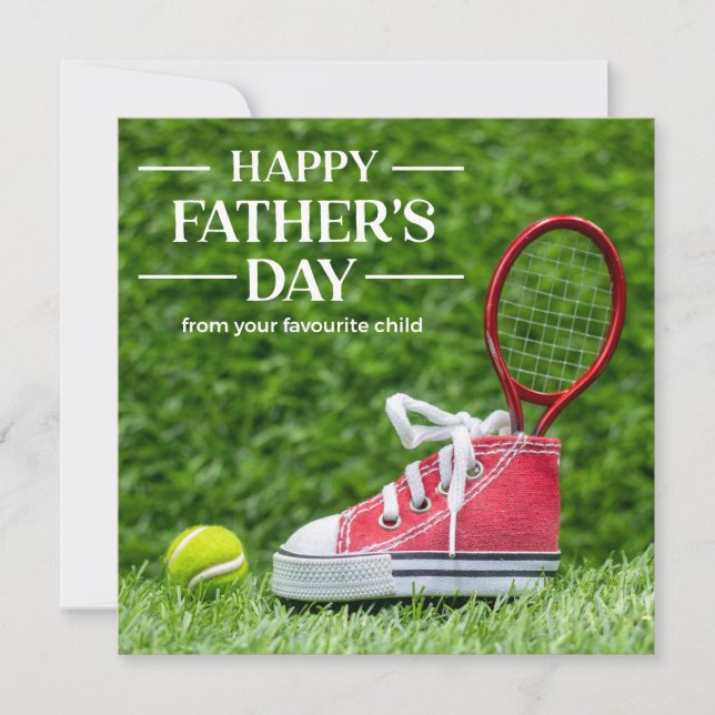 Tarjeta Festiva Pelotas y raqueta de tenis Feliz Día del Padre (Anverso)