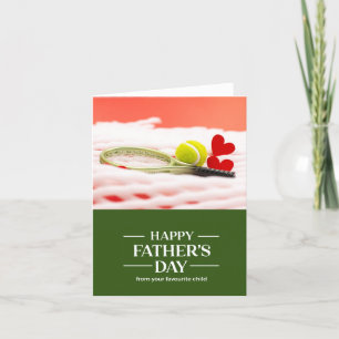 Tarjeta Festiva Pelotas y raqueta de tenis Feliz Día del Padre