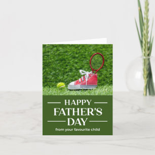 Tarjeta Festiva Pelotas y raqueta de tenis Feliz Día del Padre