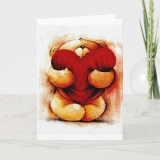 Tarjeta Festiva Peluche del vintage con el corazón