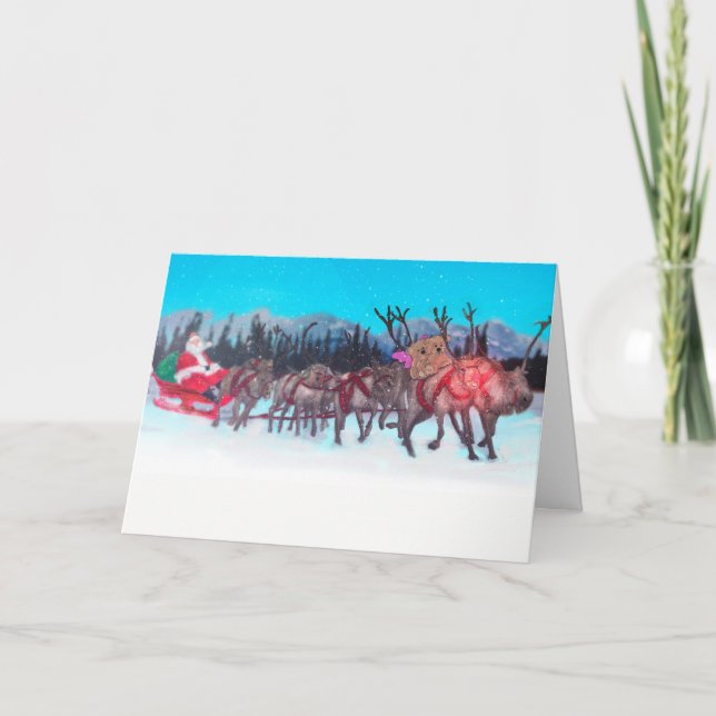 Tarjeta Festiva Peluches en la nieve, (Anverso)