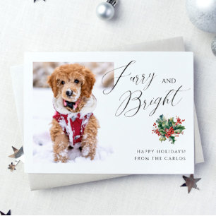 Tarjeta Festiva Peludo y Brillante Moderno Foto de Mascota de Na