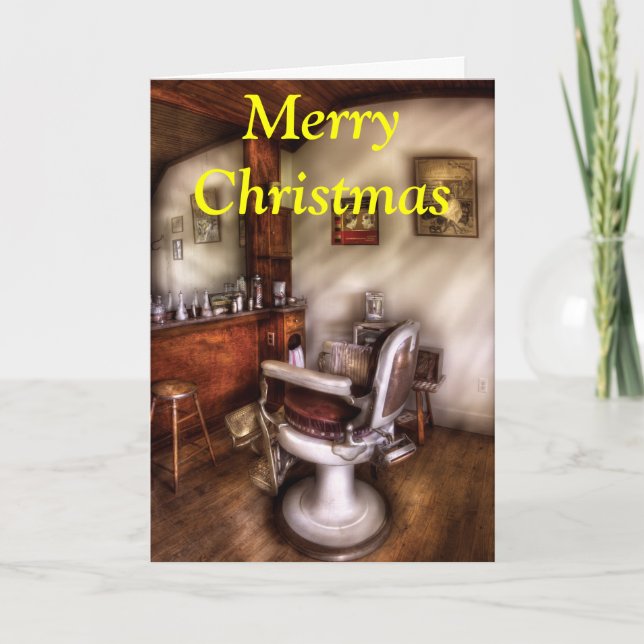 Tarjeta Festiva Peluquero - en la peluquería de caballeros (Anverso)