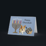 Tarjeta Festiva Pembroke Welsh Corgi Chanukah Card Menorah Dreidel<br><div class="desc">Recordar a la familia y amigos durante la temporada de Chanukah es una manera maravillosa de estar en contacto con la gente que amas y te importa. Creé estas tarjetas de perro Chanukah con amor y cuidado y estoy seguro de que cualquiera que ame los perros estará encantado de recibirlas....</div>