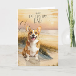 Tarjeta Festiva Pembroke Welsh Corgi Dog Sunset Beach Father's Day