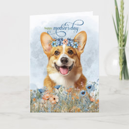 Tarjeta Festiva Pembroke Welsh Corgi Dog Wildflowers Mother's Day