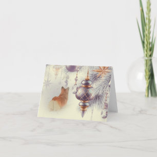 Tarjeta Festiva Pembroke Welsh Corgi festivo en la nieve