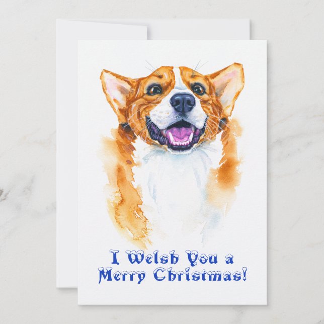 Tarjeta Festiva Pembroke Welsh Corgi Perro Navidades graciosos Pun (Anverso)