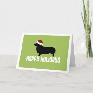 Tarjeta Festiva Pembroke Welsh Corgi Santa Hat