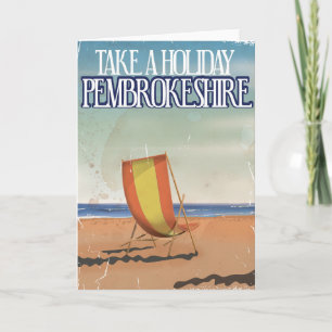 Tarjeta Festiva Pembrokeshire, poster de Viajes de Vintage del Rei