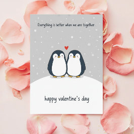 Tarjeta Festiva Penguin Couple Love Card Cute Valentine Gift Idea