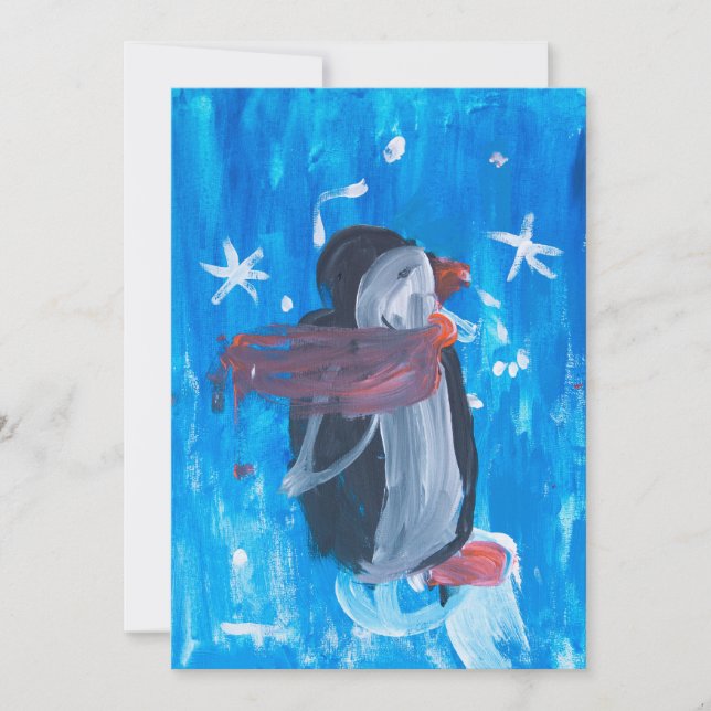 Tarjeta Festiva Penguin de invierno (Anverso)