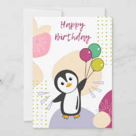 Tarjeta Festiva Penguin Desea Feliz Cumpleaños A Sus Pingüinos