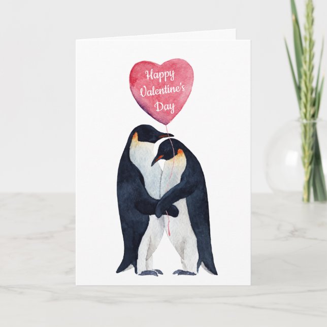 Tarjeta Festiva Penguin, emperador de la pareja de San Valentín (Anverso)