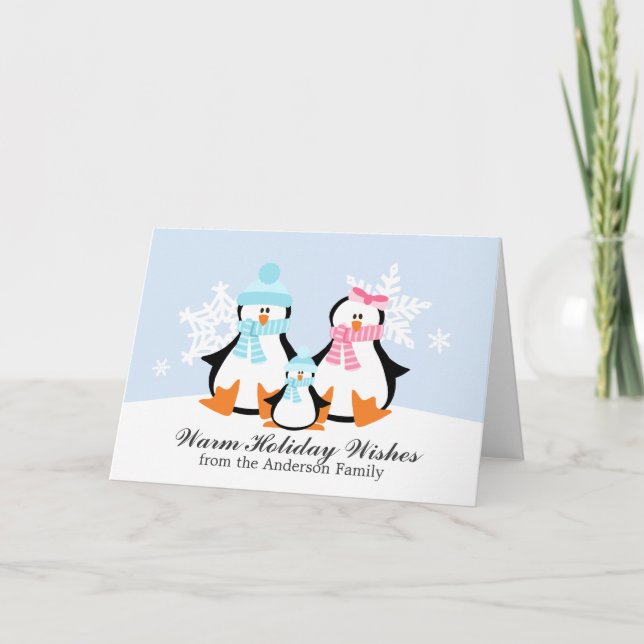 Tarjeta Festiva Penguin Family Christmas Cards (Anverso)