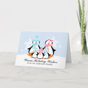 Tarjeta Festiva Penguin Family Christmas Cards
