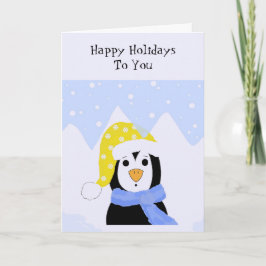 Tarjeta Festiva Penguin frío