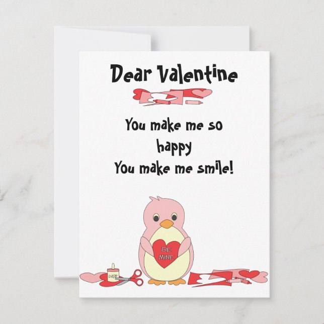 Tarjeta Festiva Penguin Making Valentines (Anverso)