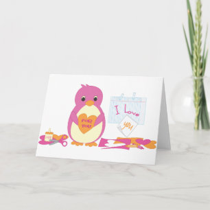Tarjeta Festiva Penguin Making Valentines