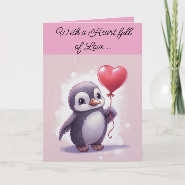Tarjeta Festiva Penguin Valentine Day Holiday Card (Anverso)