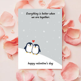Tarjeta Festiva Penguin Valentine Love Card Cute Romantic Couples