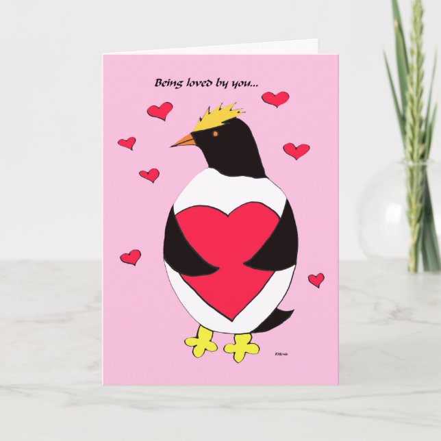 Tarjeta Festiva Penguin Valentine — Pingüino cardíaco de Guay (Anverso)