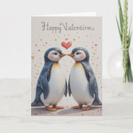 Tarjeta Festiva Penguin Valentine Sweet Winter Love Couple
