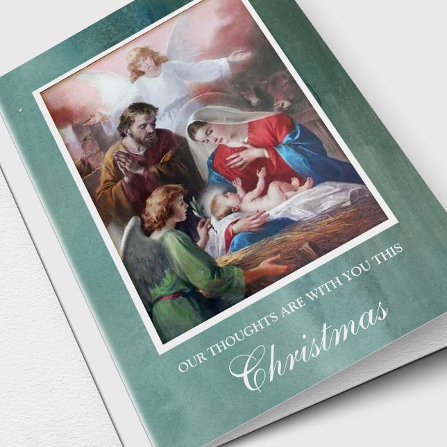 Tarjeta Festiva Pensamiento religioso de ustedes Navidades simpatí (Religious Christmas sympathy cards)