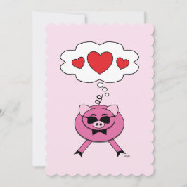 Tarjeta Festiva Pensamientos Llenos De Amor Cute Cerdo Rosa Valent