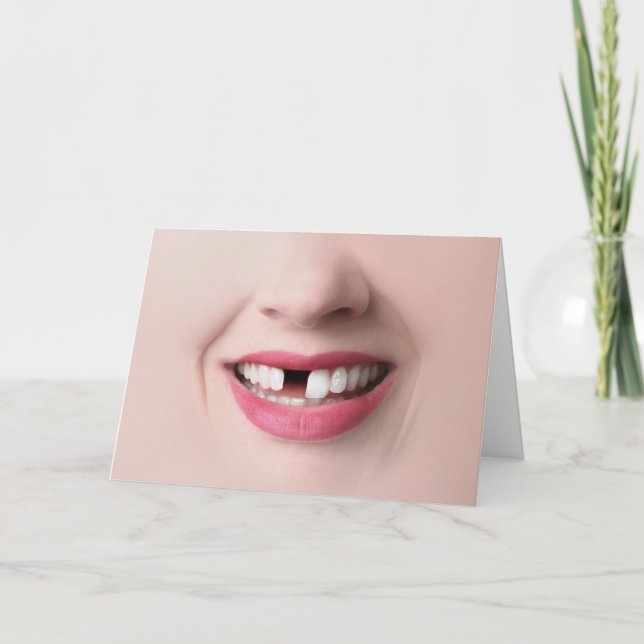 Tarjeta Festiva Pensando en ti, la sonrisa divertida de los diente (Anverso)