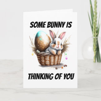 Tarjeta Festiva Pensando en ti lindo conejo de conejo feliz