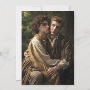 Tarjeta Festiva Pensando en ti pareja masculina