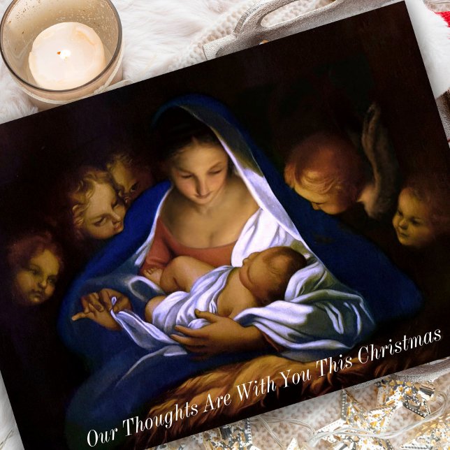 Tarjeta Festiva Pensando En Tu Compasión De Condolencia De Los Áng (Mary and baby Jesus Condolence Bereavement Sympathy Thinking of You Christmas Cards)