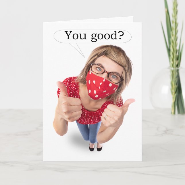 Tarjeta Festiva Pensando en tu graciosa dama de la máscara facial (Anverso)