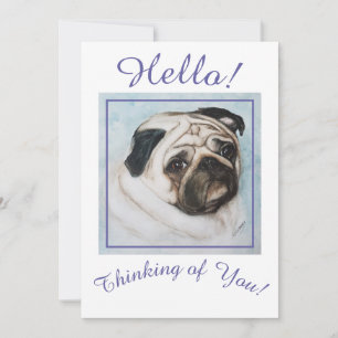 Tarjeta Festiva Pensando siempre en ti, pug pupy