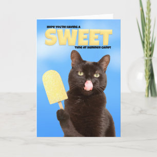 Tarjeta Festiva Pensar en ti campamento de verano quiere un gato g