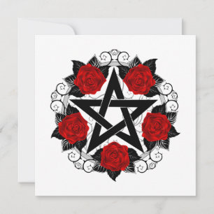 Tarjeta Festiva Pentagram con rosas rojas