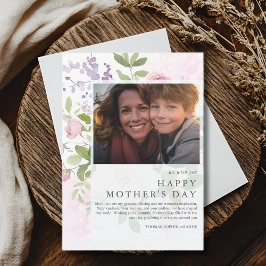 Tarjeta Festiva peonías suaves foto elegante día de la madre