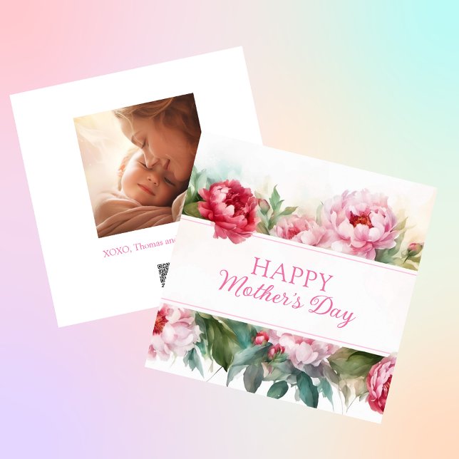 Tarjeta Festiva Peonies rosados: Feliz Día de la Madre (Subido por el creador)