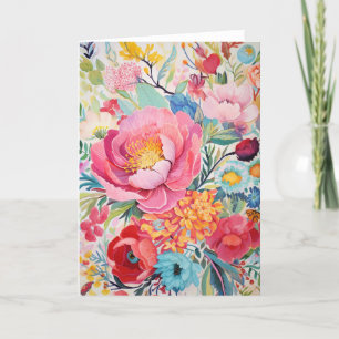 Tarjeta Festiva Peony Bouquet Bloom Resumen Arte Resumen
