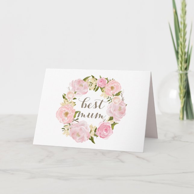 Tarjeta Festiva Peony Rosa fue la mejor Mamá feliz Día de la Madre (Anverso)