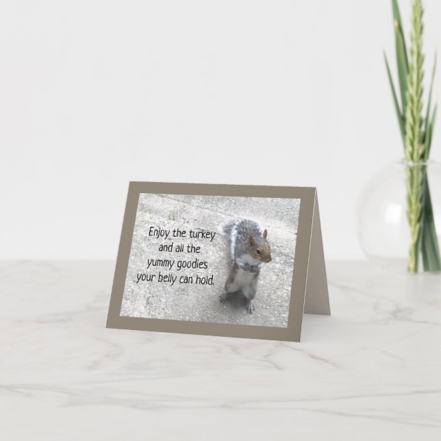 Tarjeta Festiva Pequeña ardilla suave con el Día de Acción de Grac (Anverso)