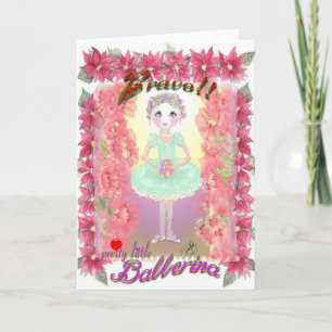 Tarjeta Festiva Pequeña bailarina del cascanueces con Bravo-339