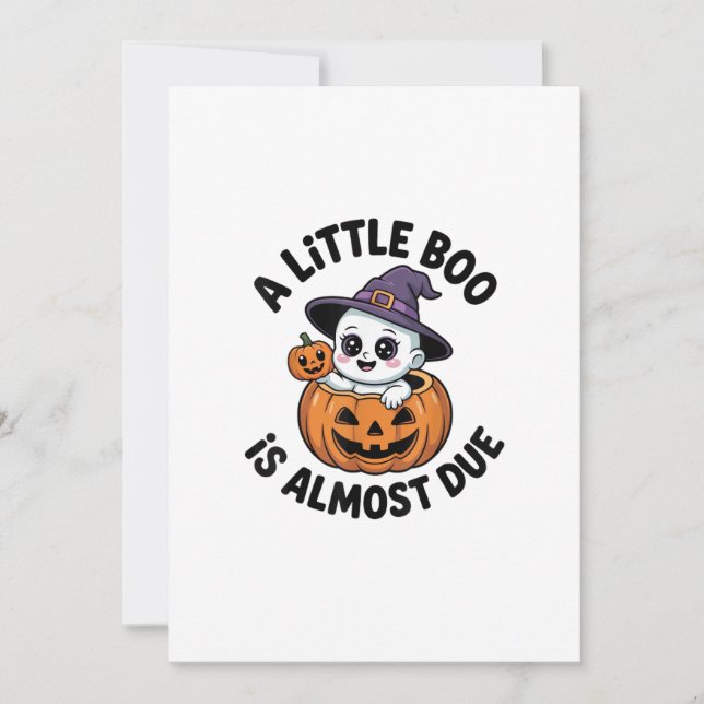 Tarjeta Festiva Pequeña Boo Está a Punto de Llegar Lindo Embarazo  (Anverso)