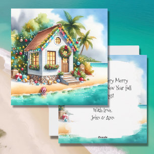 Tarjeta Festiva Pequeña casa en los Navidades de los festivales de