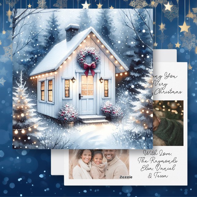 Tarjeta Festiva Pequeña casa y preciosos Navidades de fotos famili (Subido por el creador)