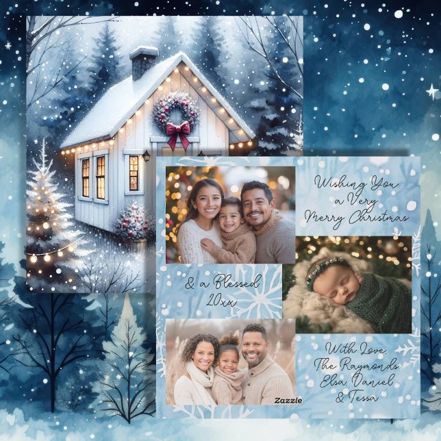 Tarjeta Festiva Pequeña casa y preciosos Navidades de fotos famili (Subido por el creador)