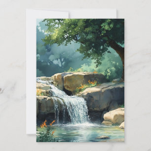 Tarjeta Festiva Pequeña Cascada en Acuarela