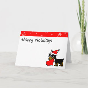 Tarjeta Festiva Pequeña Ministra Pinscher Santa Hat Feliz feriado