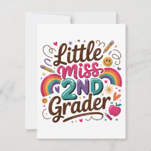 Tarjeta Festiva Pequeña Señorita 2do Grado Primer Día de Segundo G